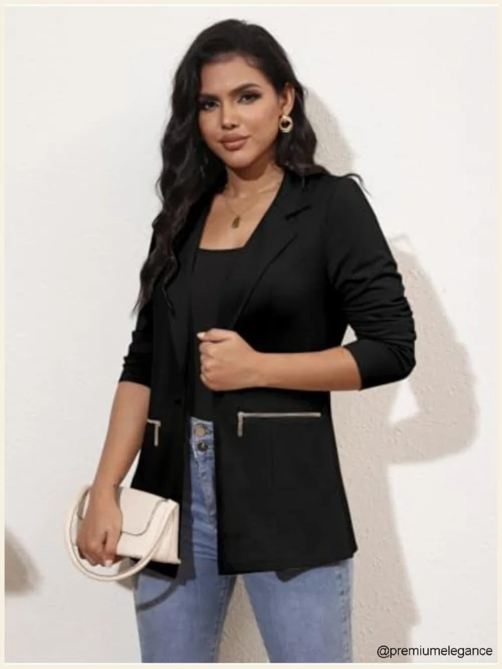 Women's Stretch Work Blazer Long Sleeve Knit Casual Office Suit Jacket